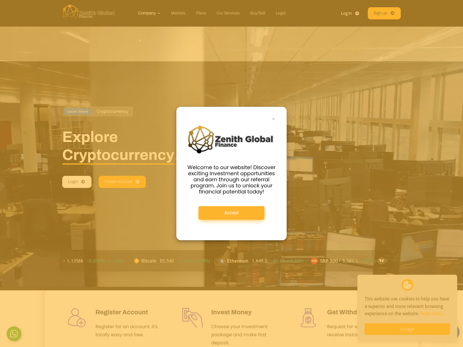 Captura de pantalla de zenithglobalfinance.co