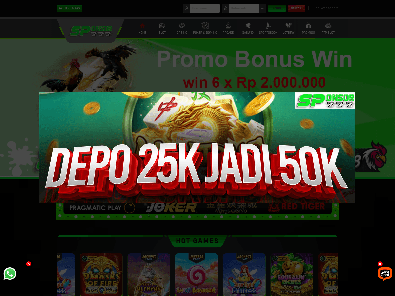 Screenshot von sponsor777.com