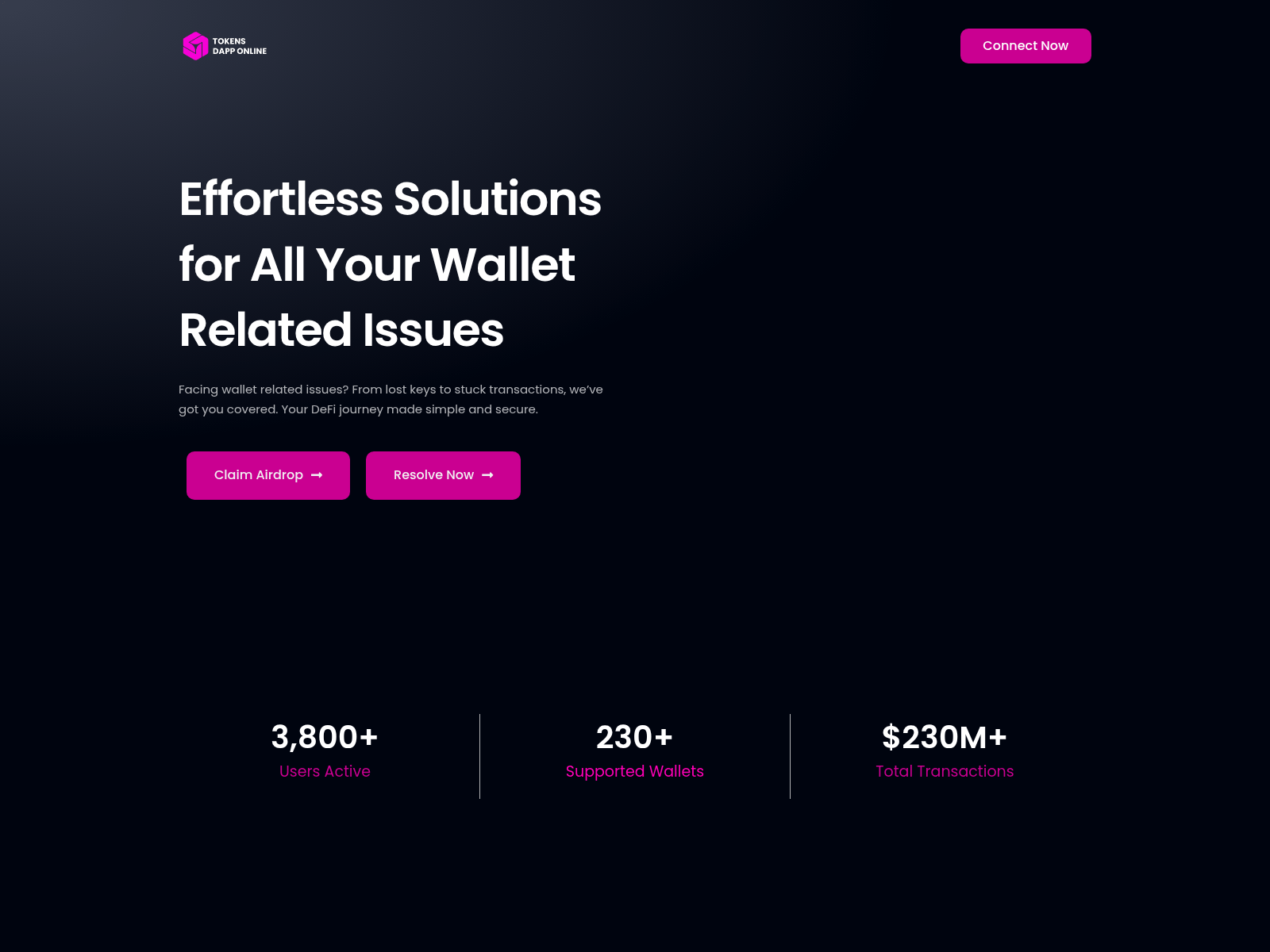 Screenshot of tokensdapponline.com