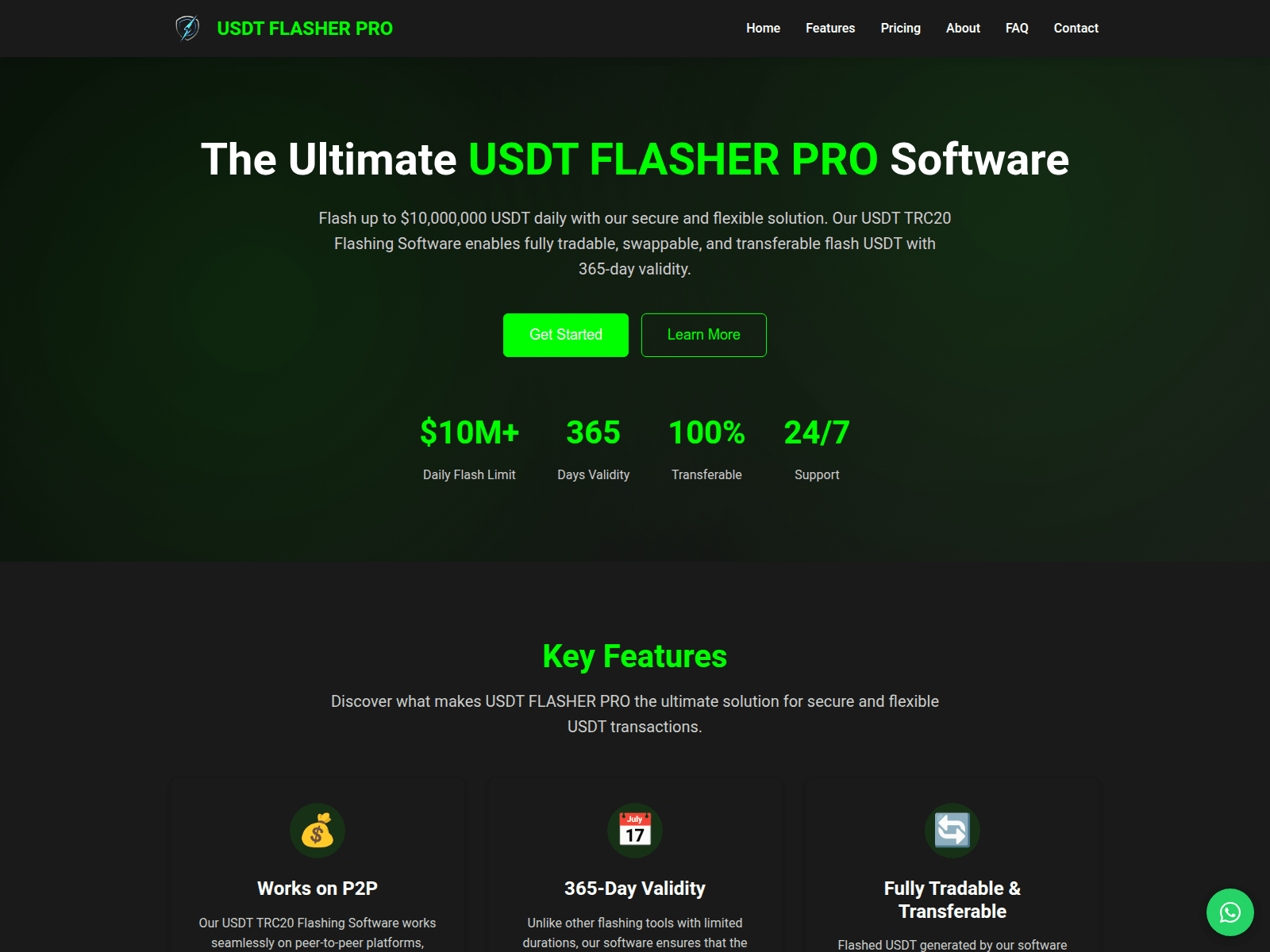 Знімок екрана usdtflasherpro.com