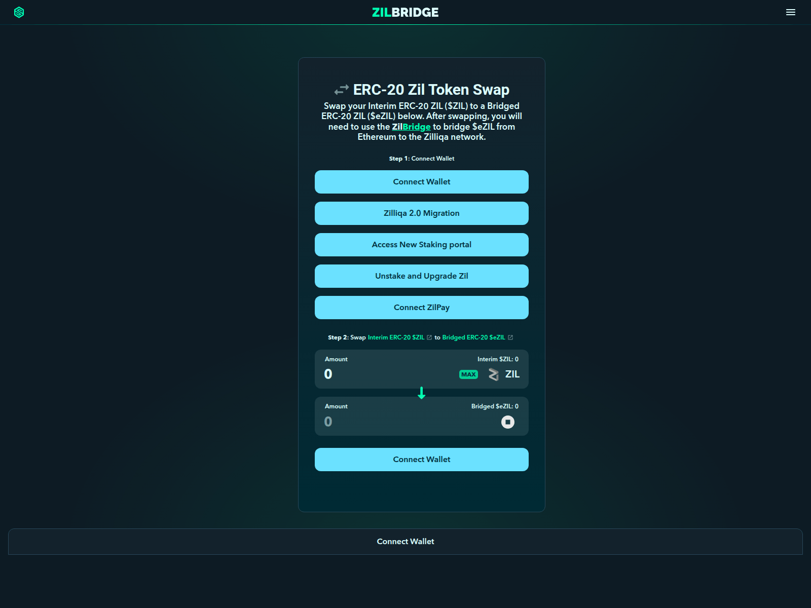 Screenshot of migrate-zilliqa.com