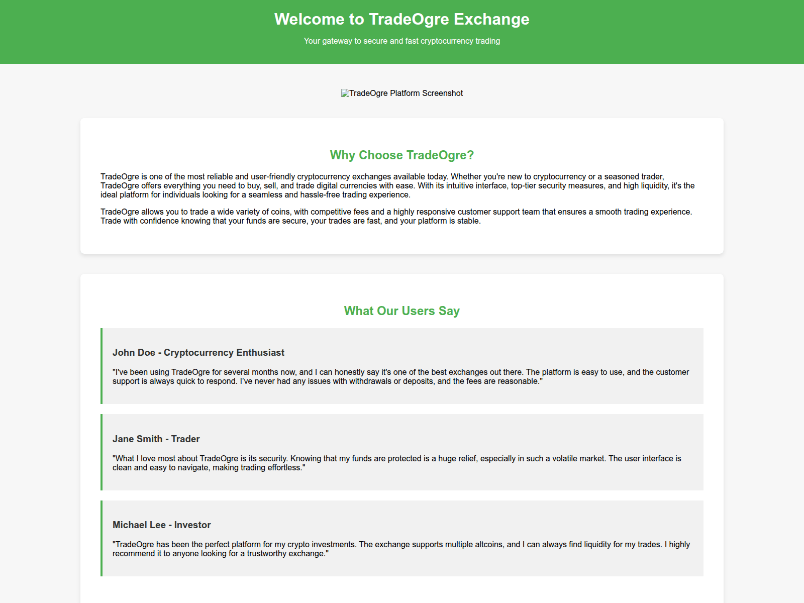 Screenshot of tradeogre-exchange.netlify.app