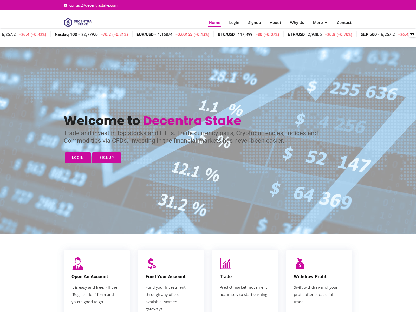Screenshot of decentrastake.com
