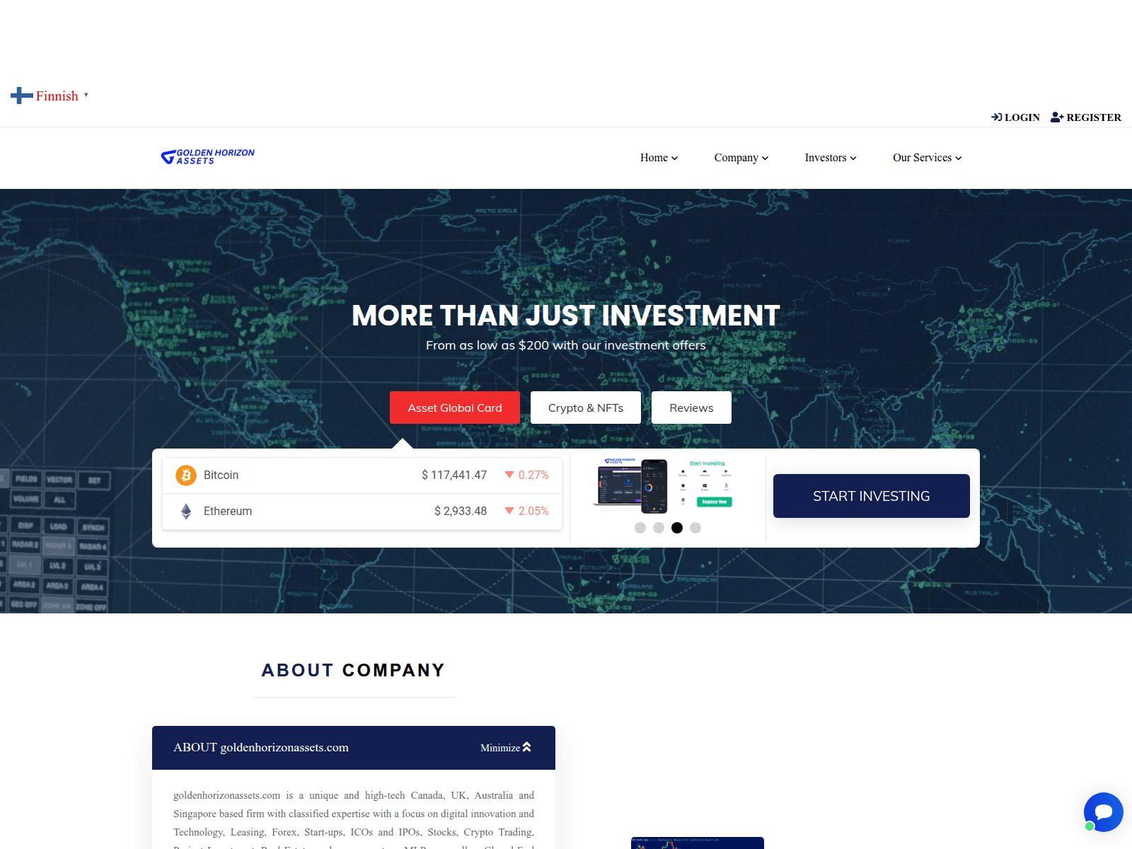 Screenshot of goldenhorizonassets.com