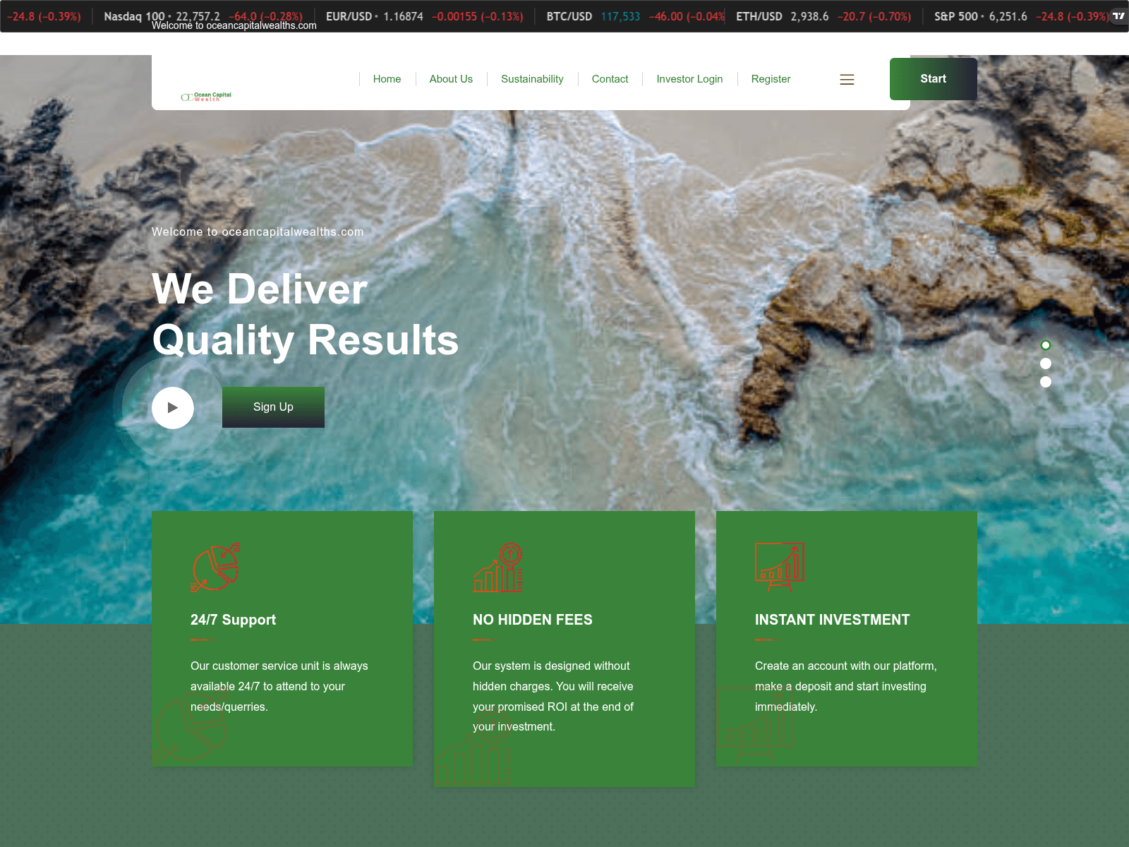 Screenshot of oceancapitalwealths.com