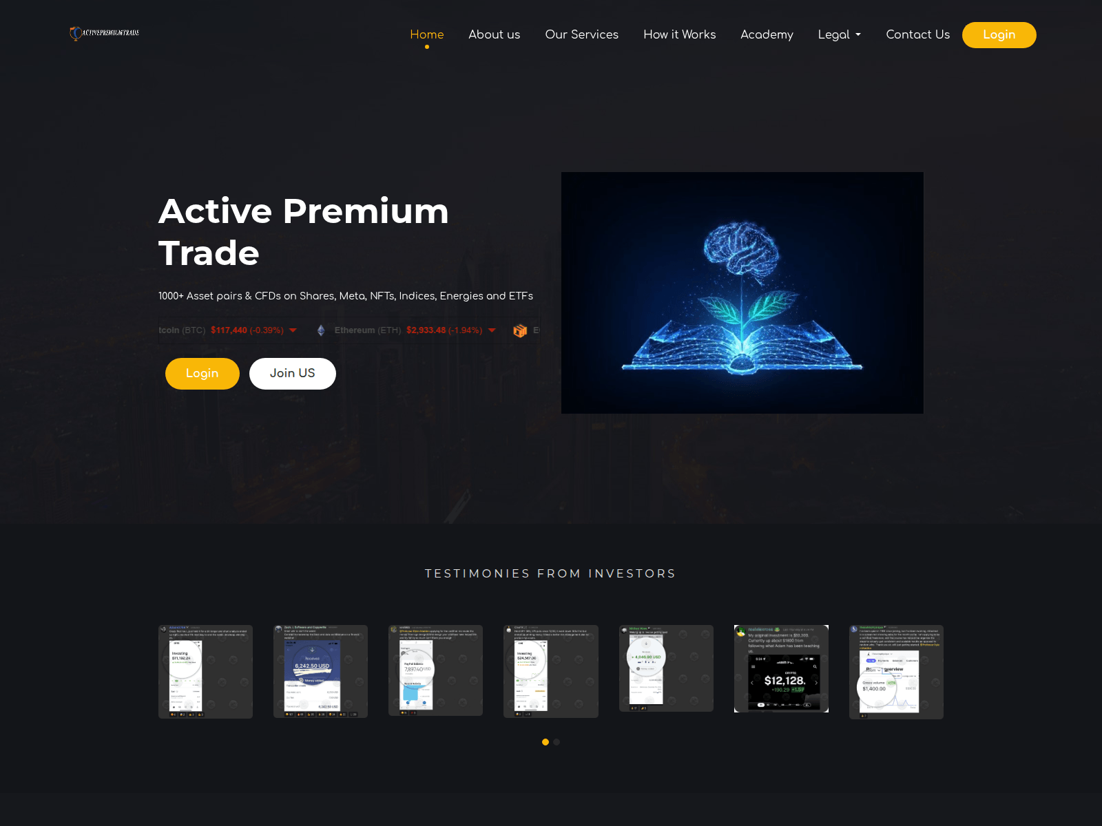 Screenshot of activepremiumtrade.com