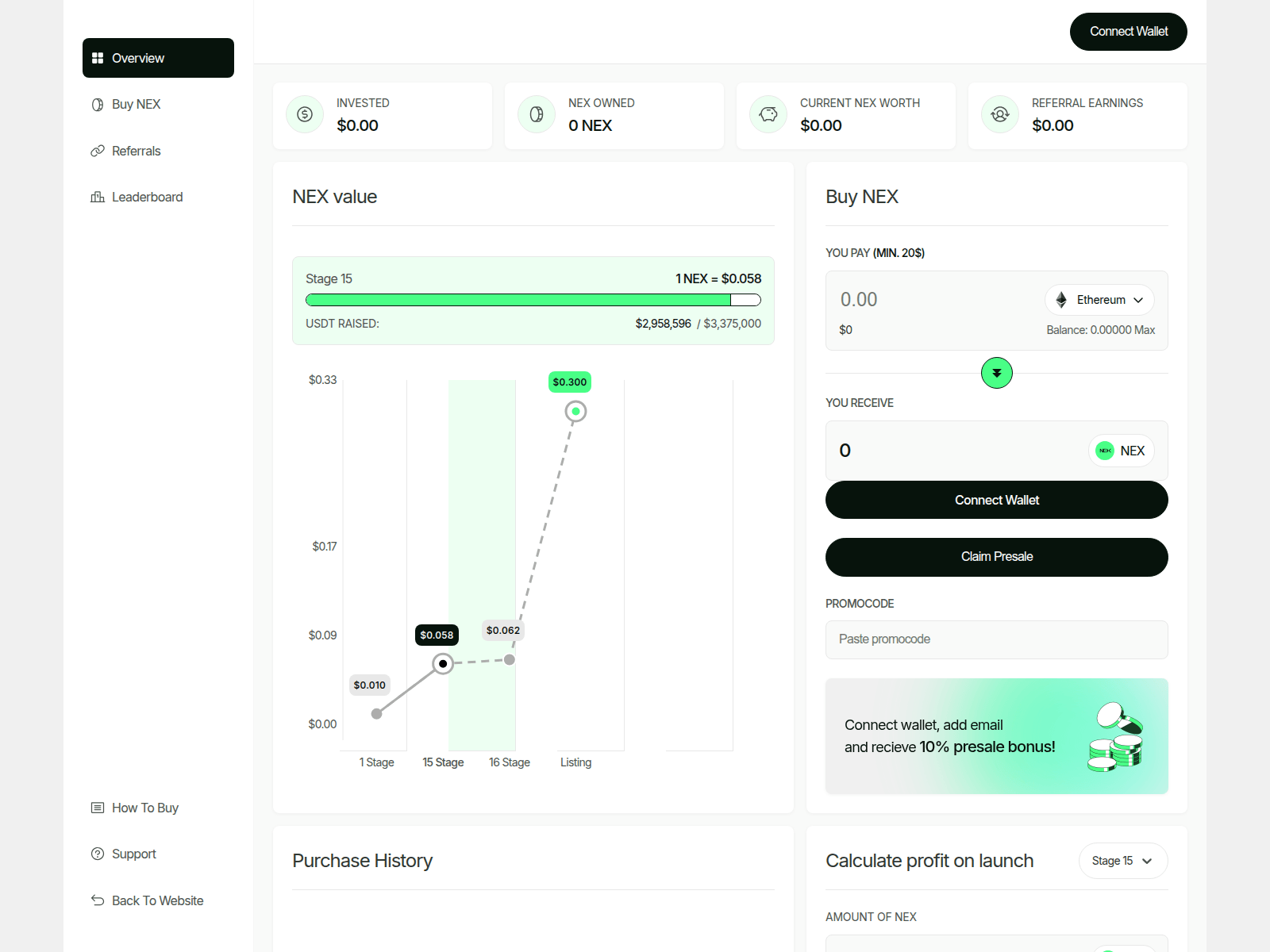 Screenshot of dashboard-nexchain.net