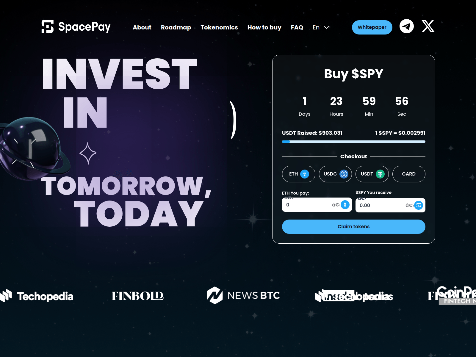 Screenshot of spacepayclaim.xyz