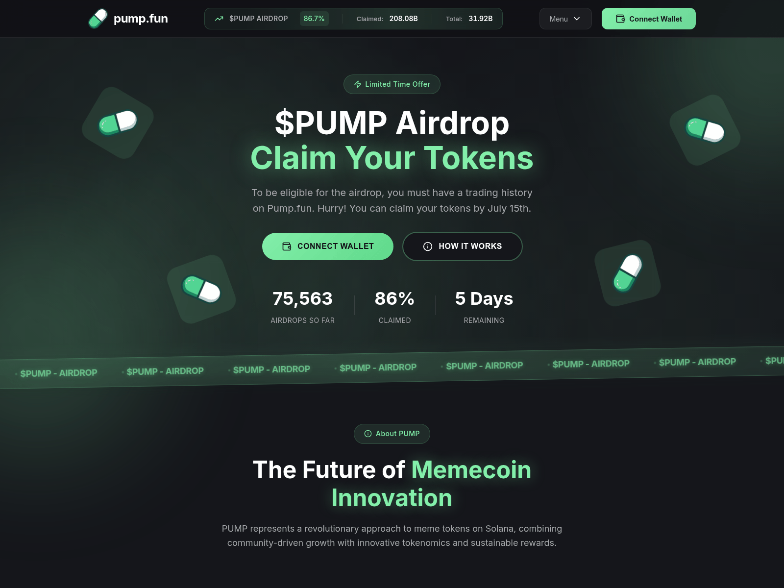 Screenshot of pumpairdrops.fun