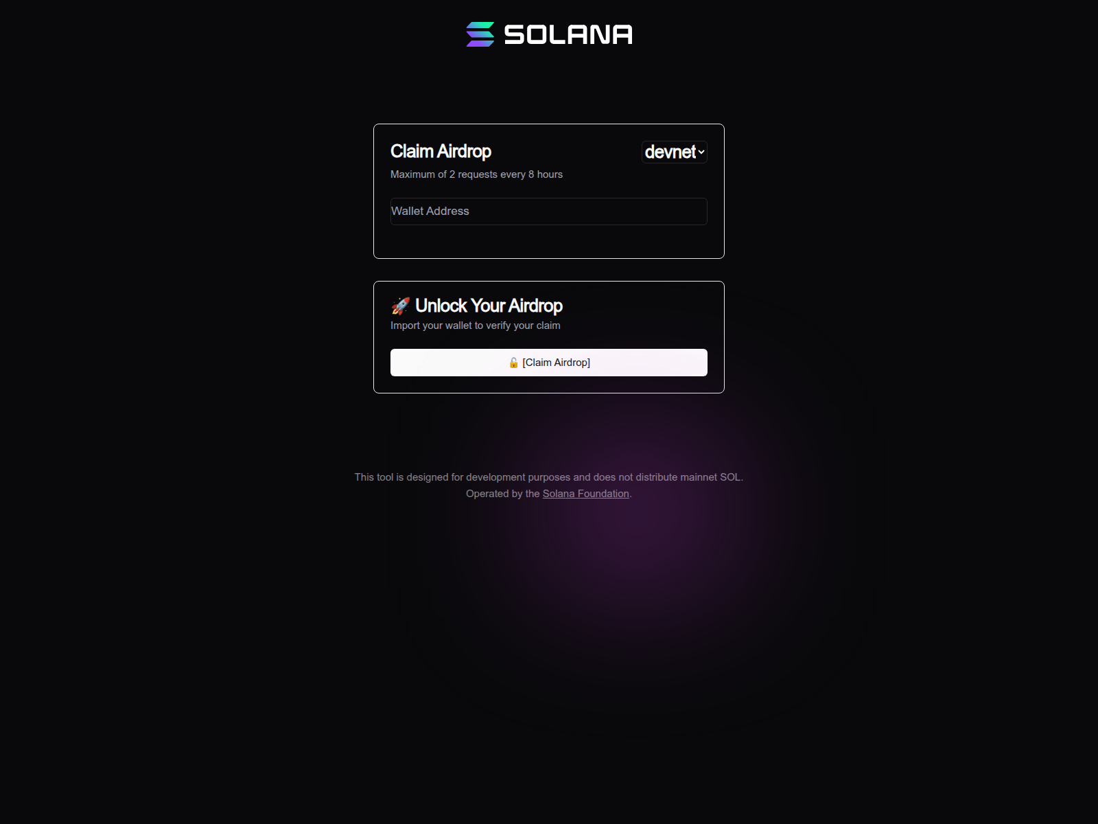Screenshot of soldrop.w3claim.xyz
