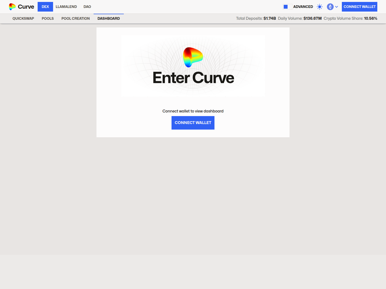 Screenshot of curveswap.org