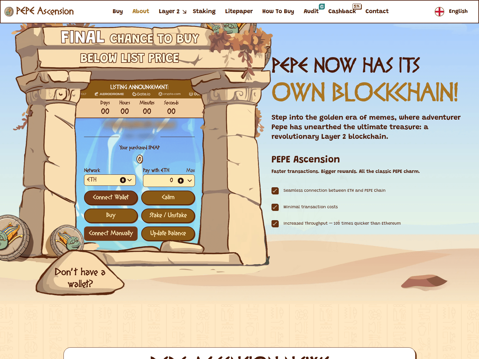 Screenshot of pepeasccension.com