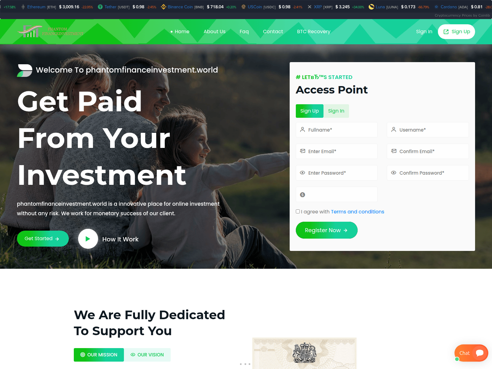 Screenshot of phantomfinanceinvestment.world