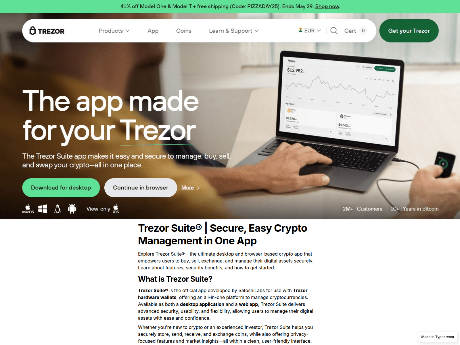 Screenshot of trezor-suite-docc.typedream.app