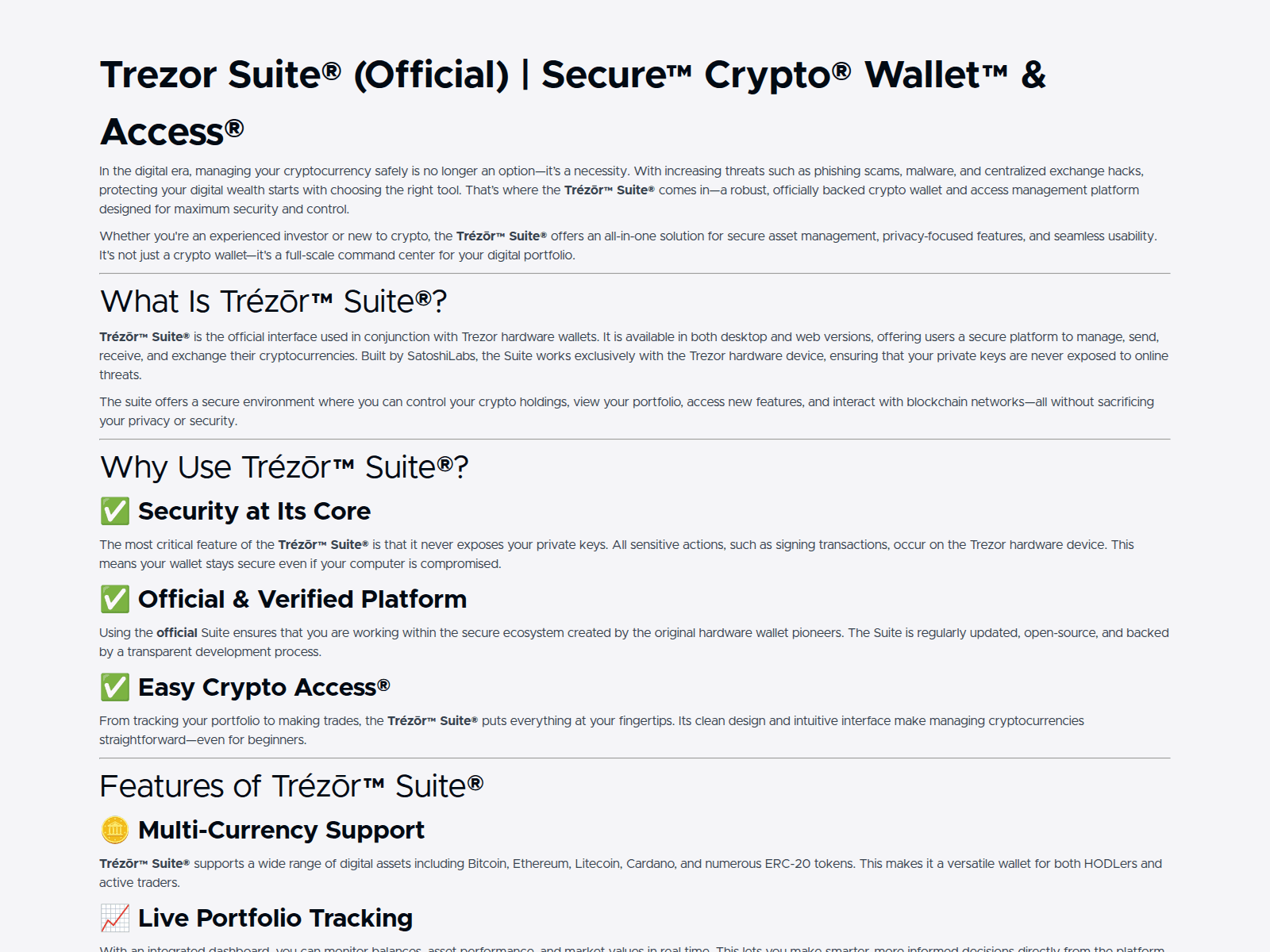 Forensic screenshot of faq-trezzor-suite.teachable.com