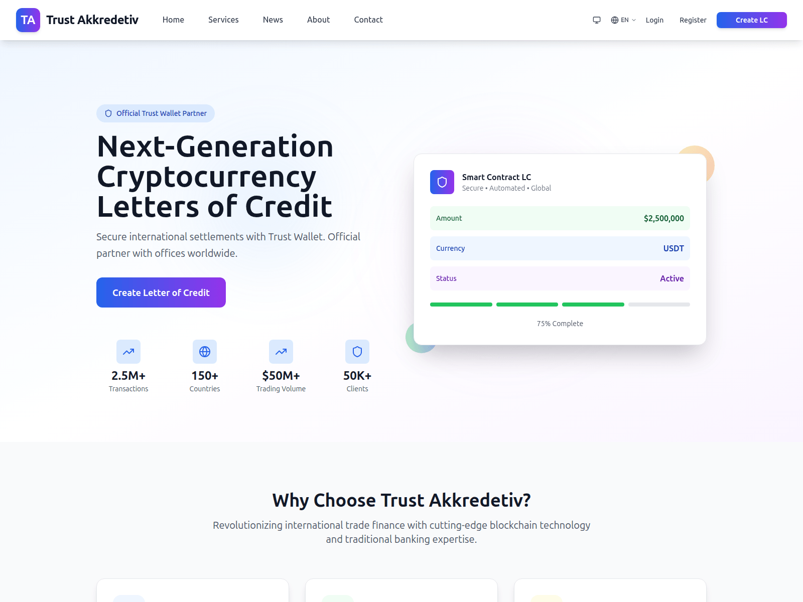 Screenshot of trustakkredetiv.org