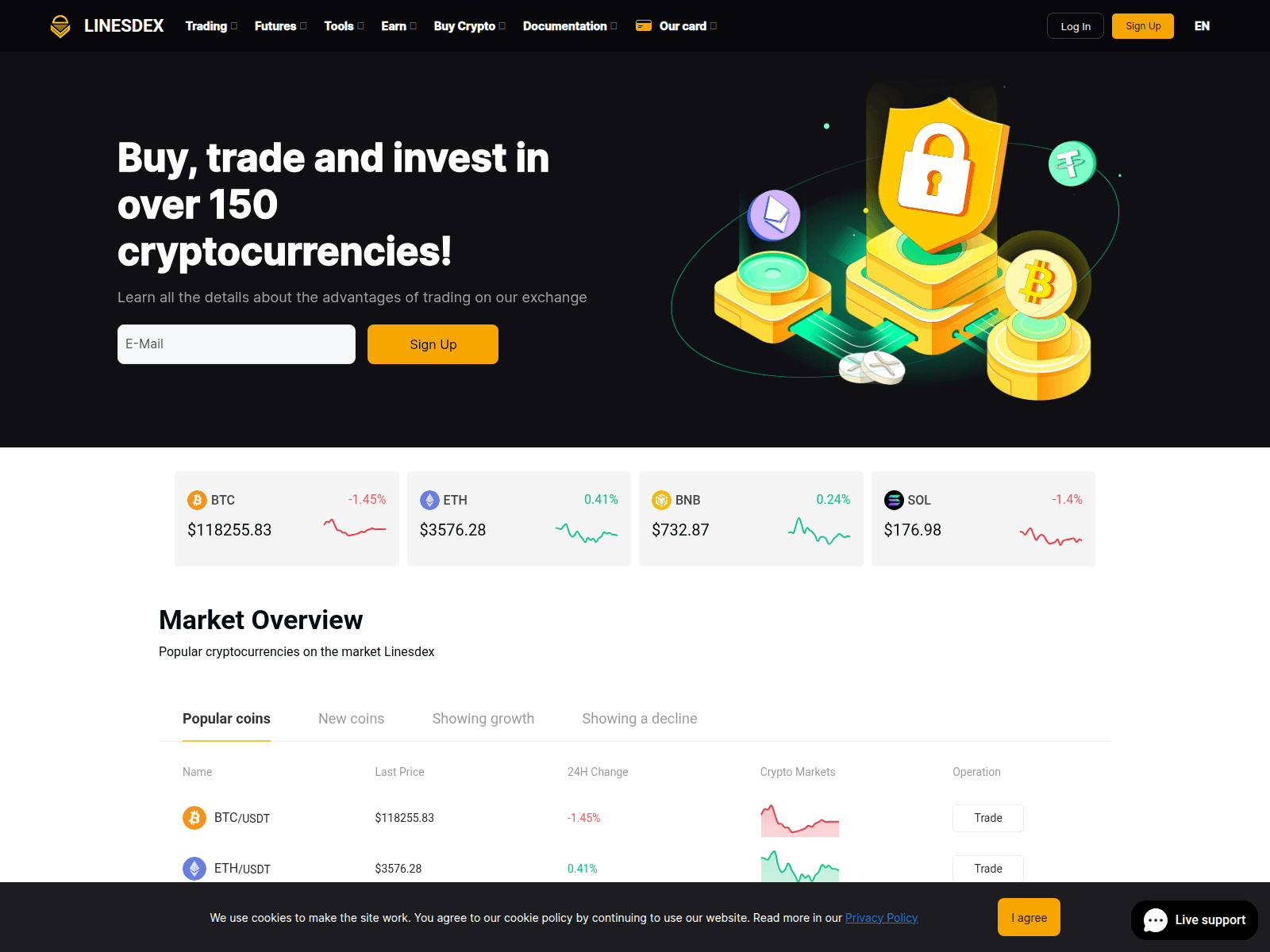 Screenshot of linesdex.com