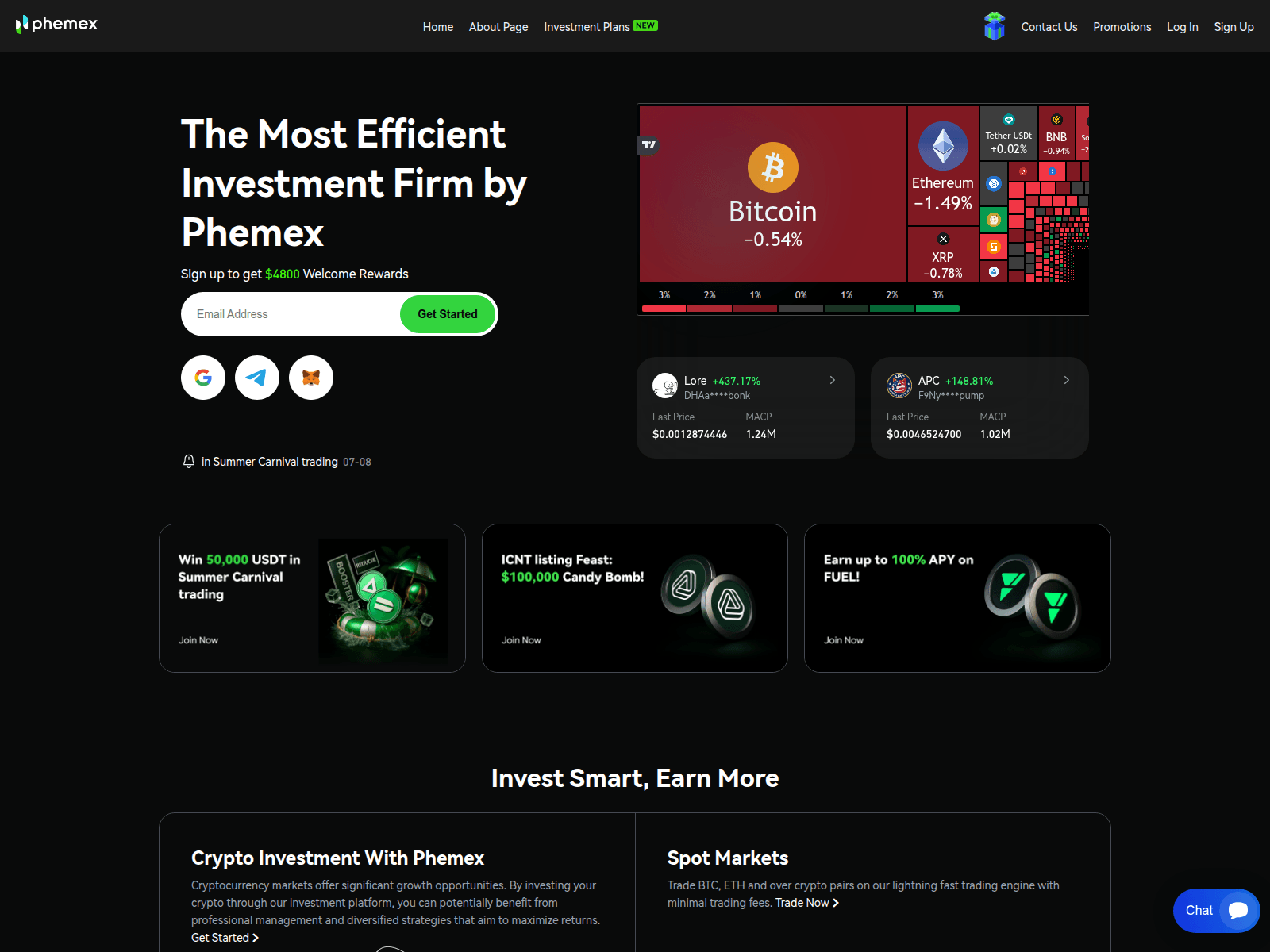 Screenshot of phemexglobalfx.com