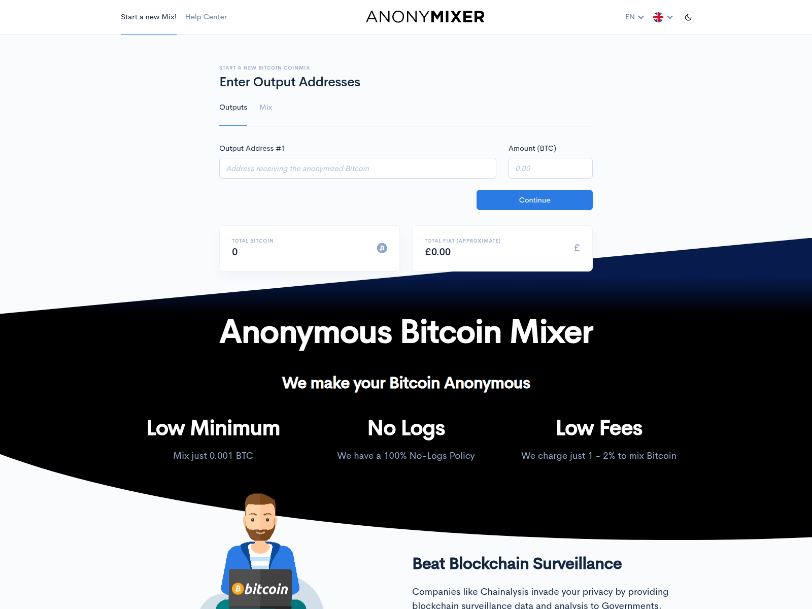Screenshot of anony-mixer.org