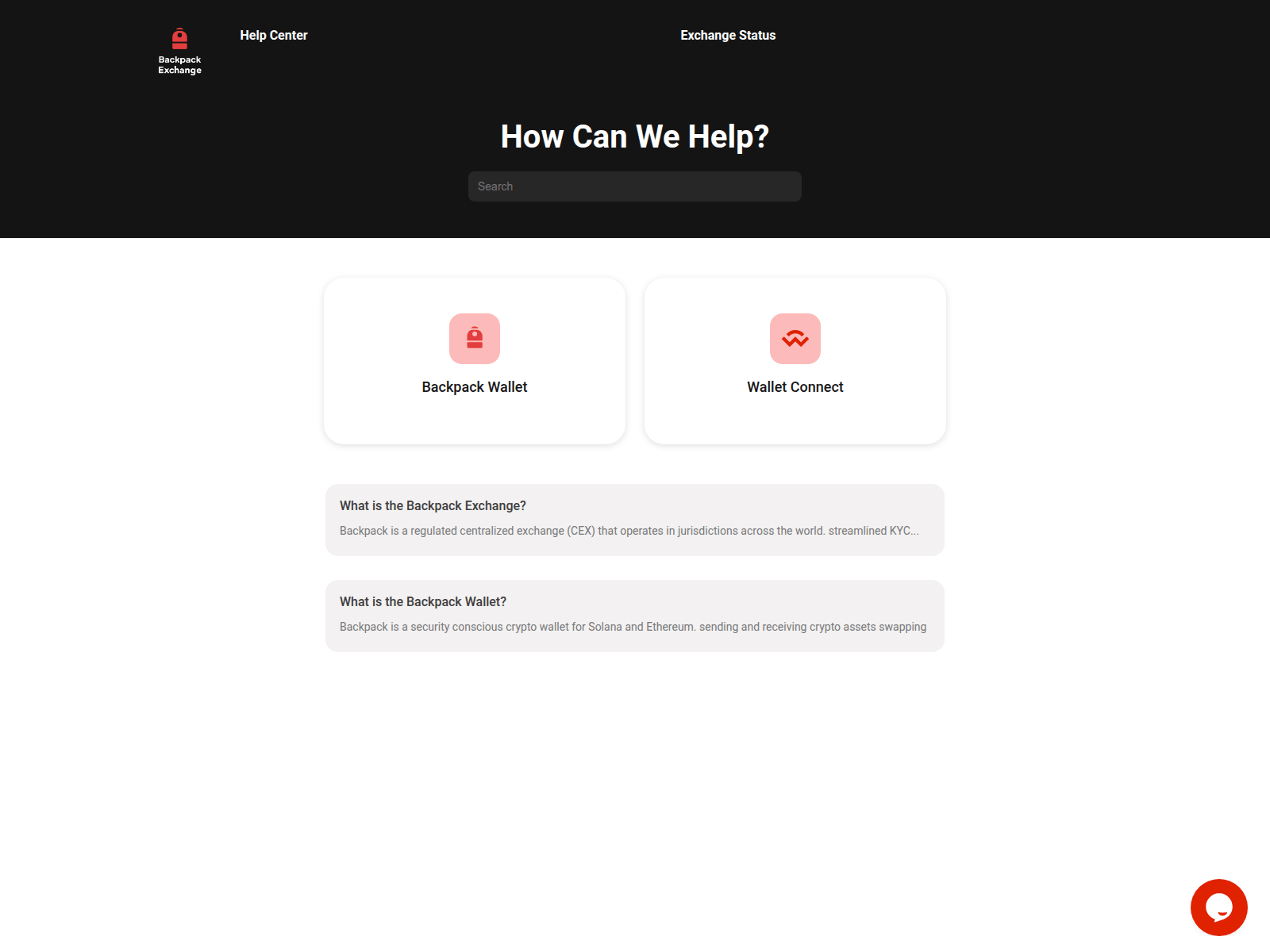 Screenshot of backpack-support.web.app