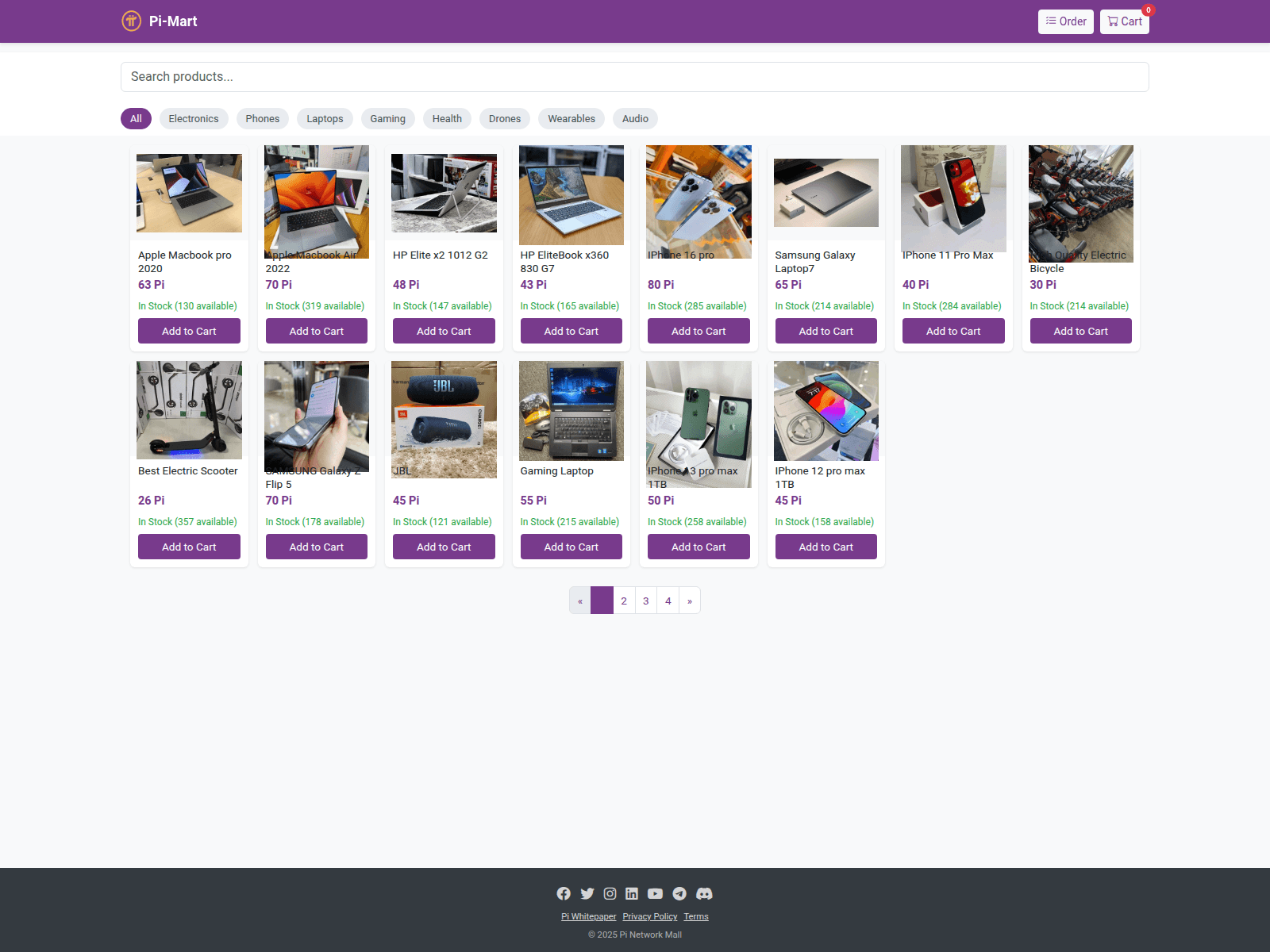 Screenshot of pi-mallshop.com