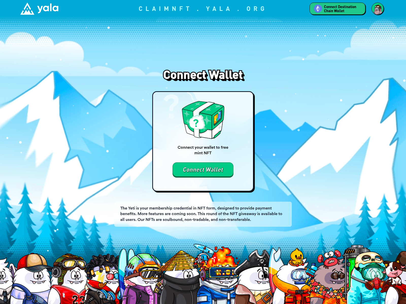 Screenshot of claimnft.yaia.life