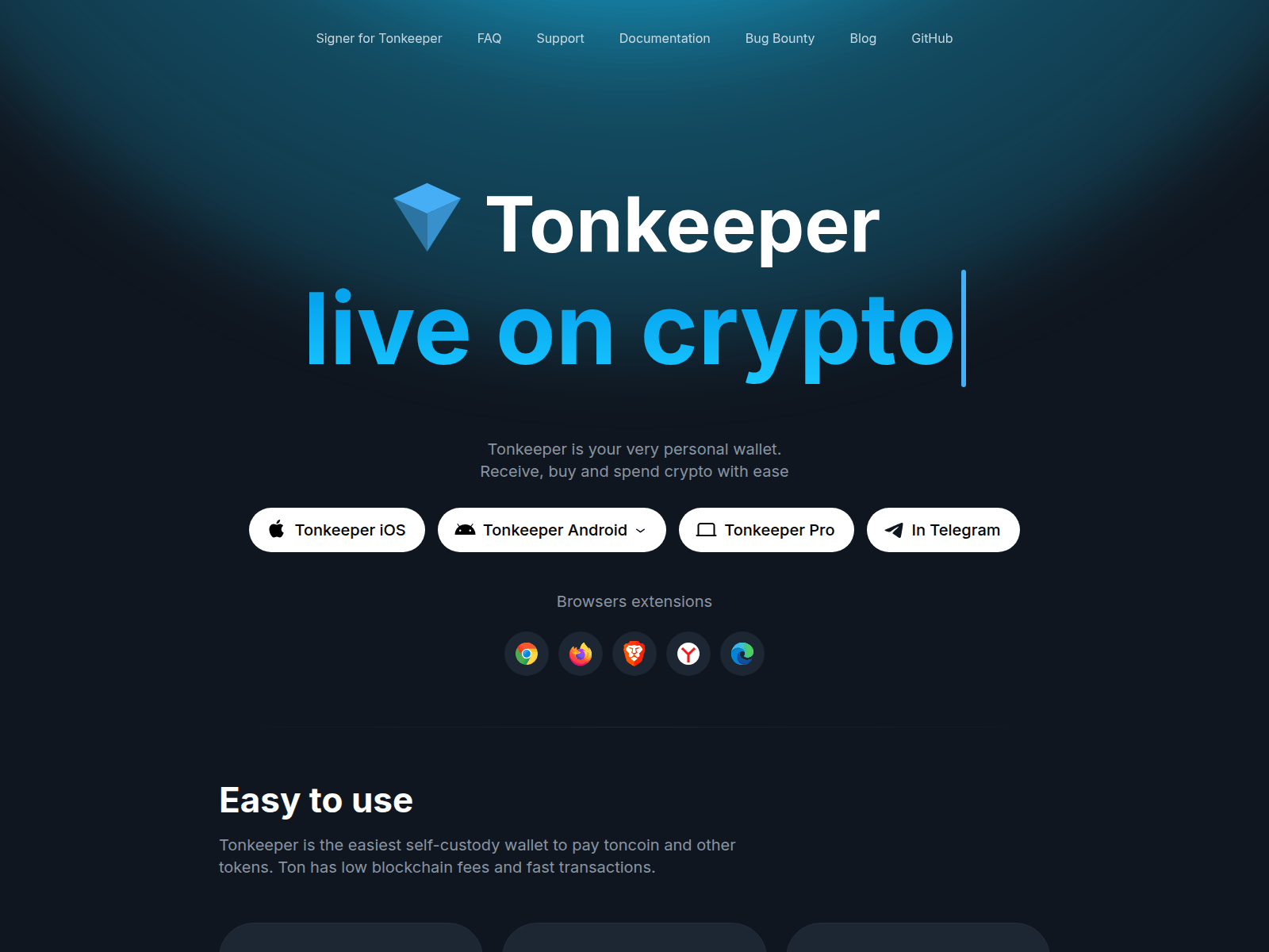 Screenshot of tonkeeper.co.uk