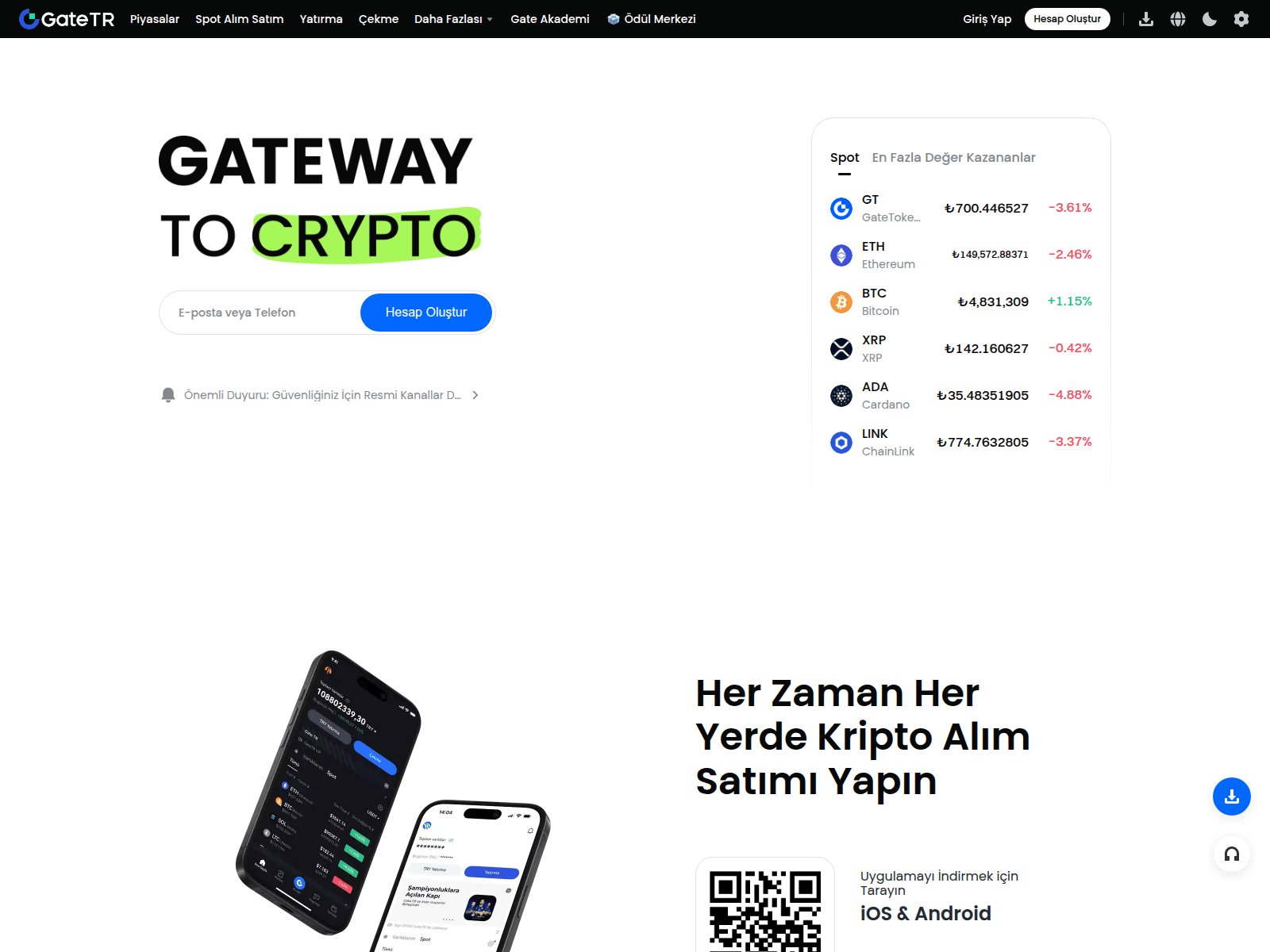 Screenshot of gate.tr
