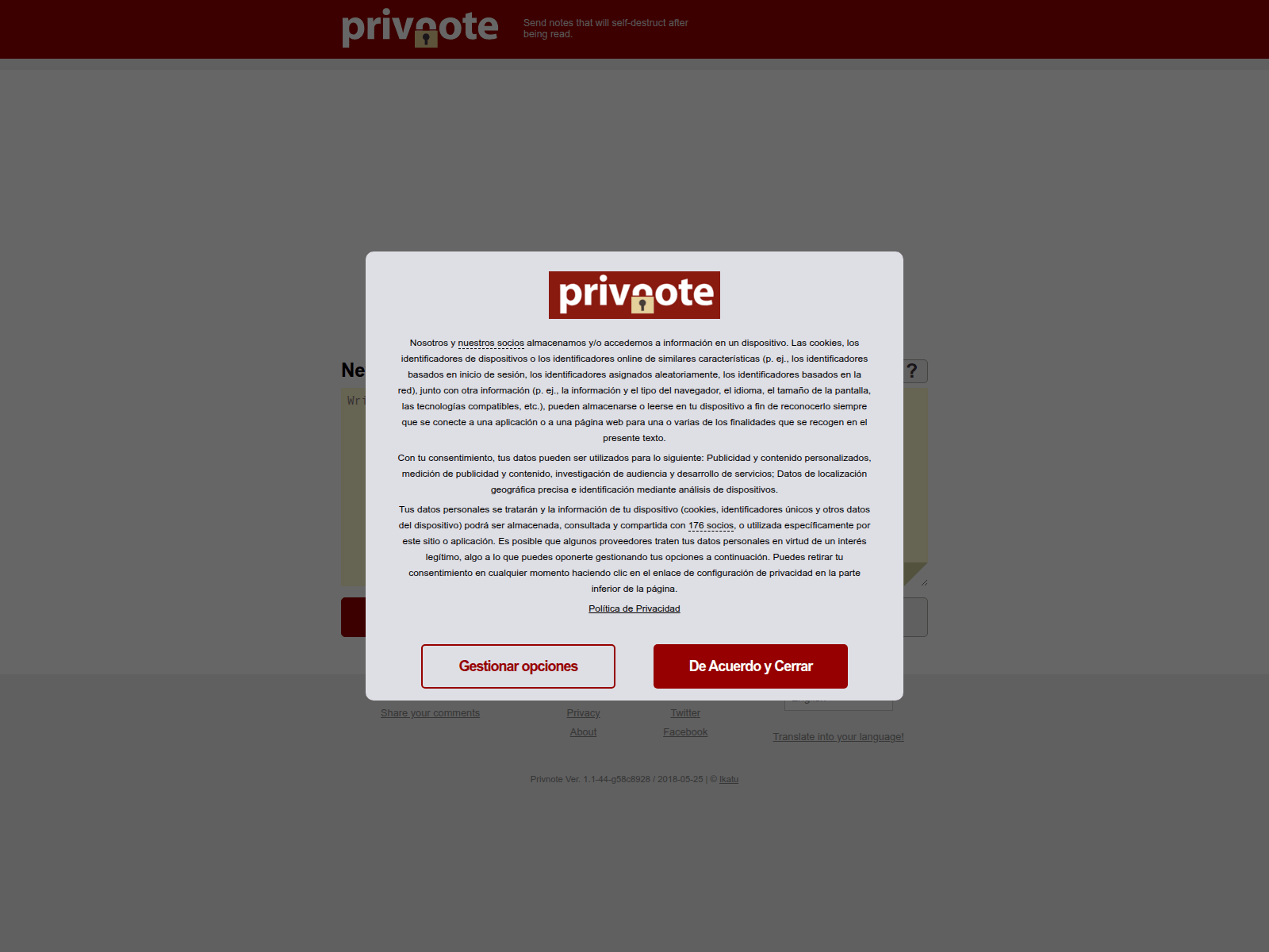 Screenshot of priwnotes.com