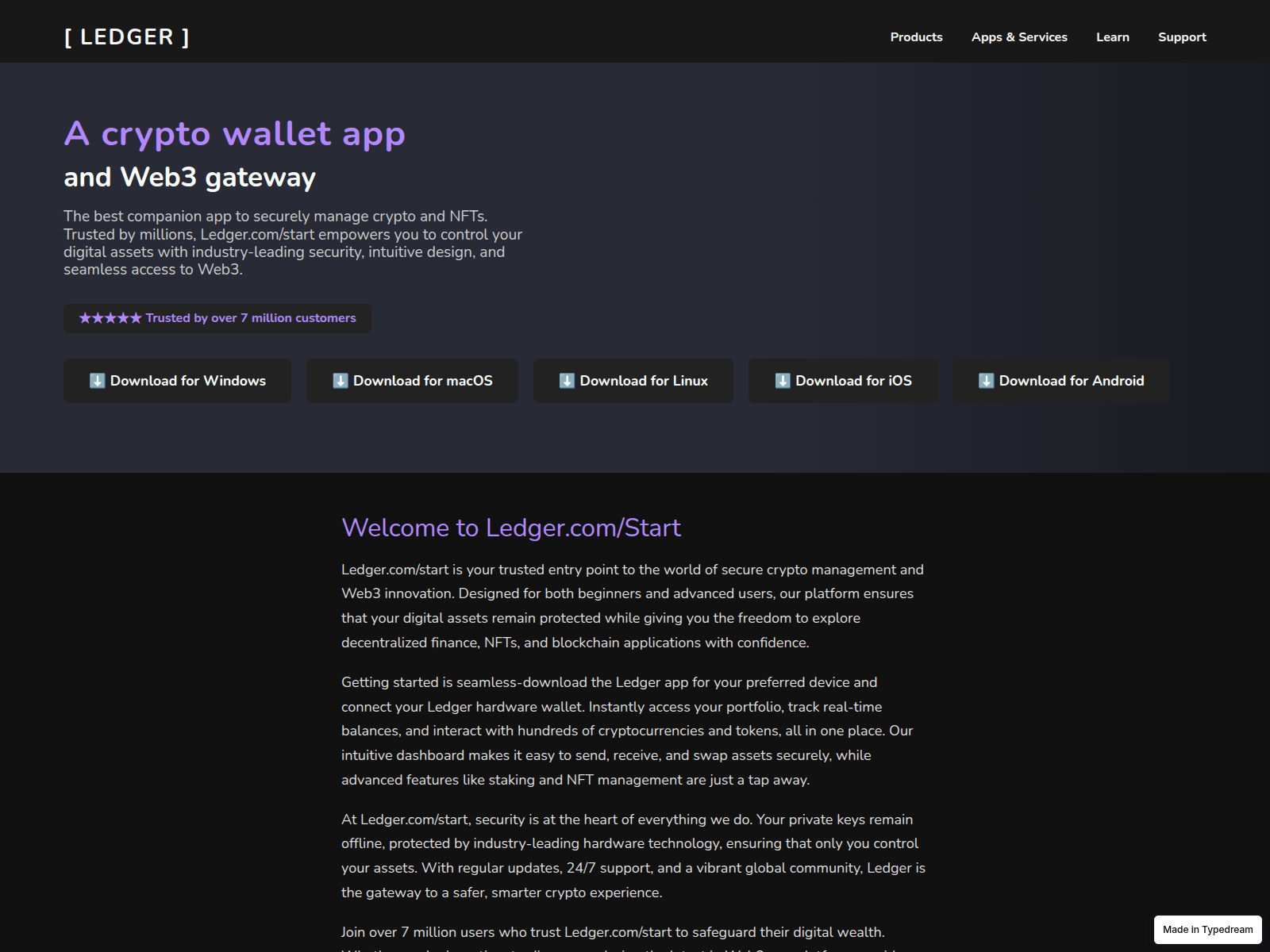 Screenshot of welcome-ledger-cdn.typedream.app