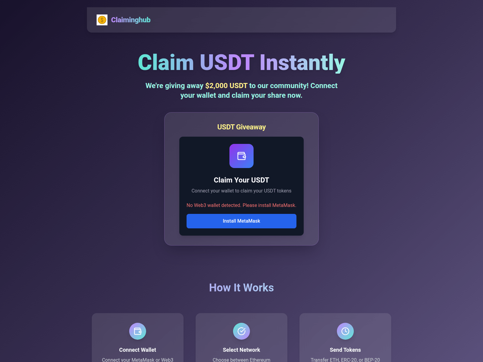 Screenshot of claimshubs.click