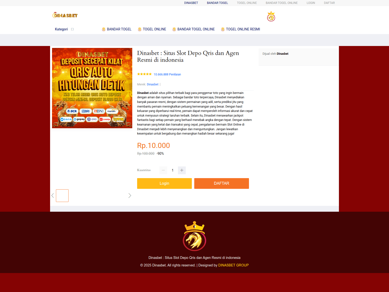 Forensic screenshot of dinasbet.org