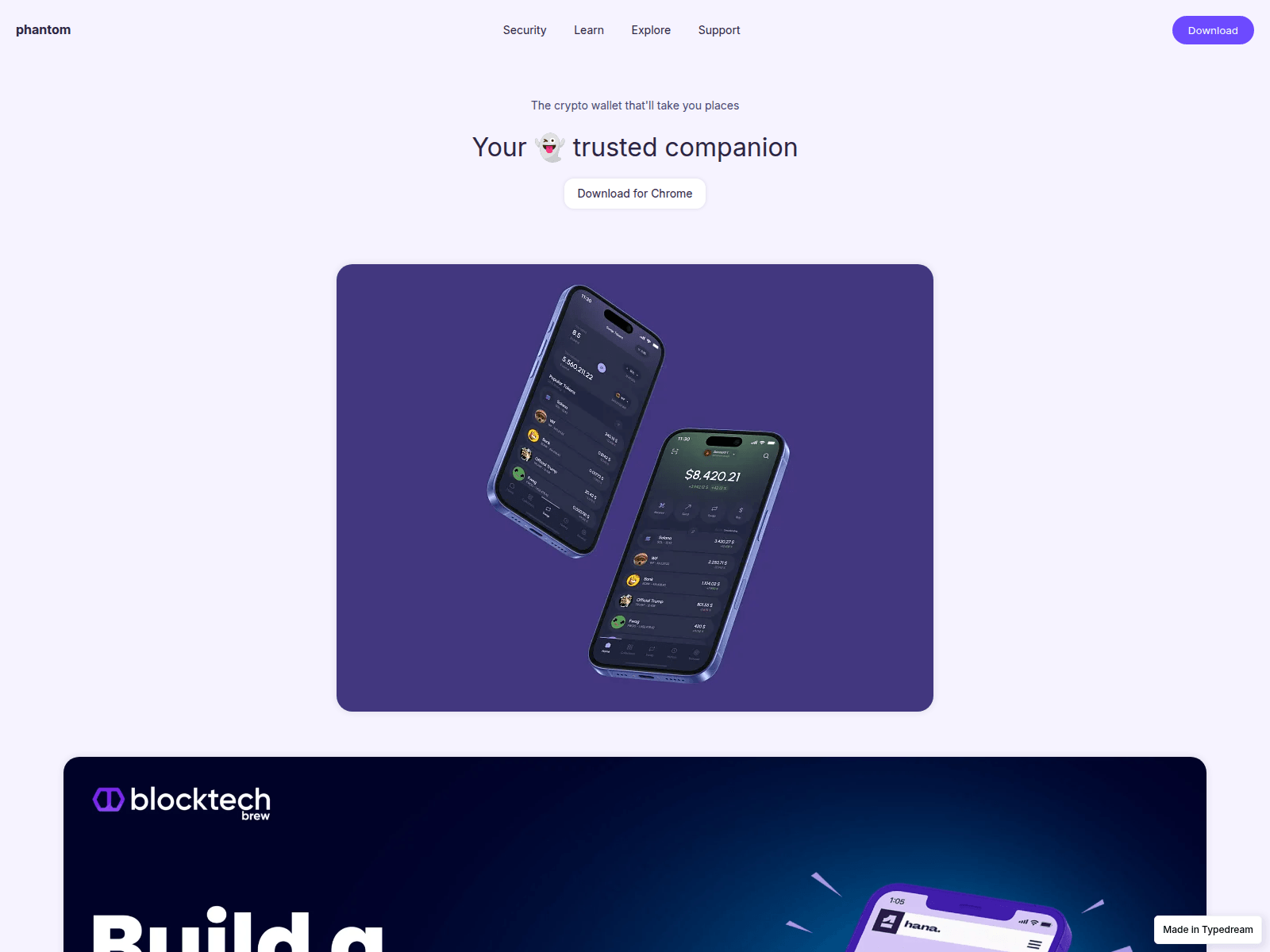 Screenshot of secure-phhantom-wallet.typedream.app