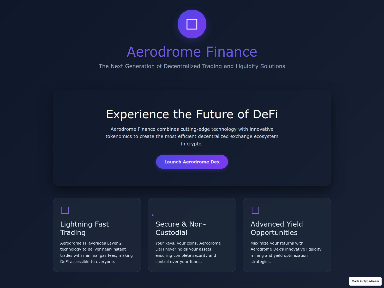 Screenshot of secure-aerodrome-fi.typedream.app