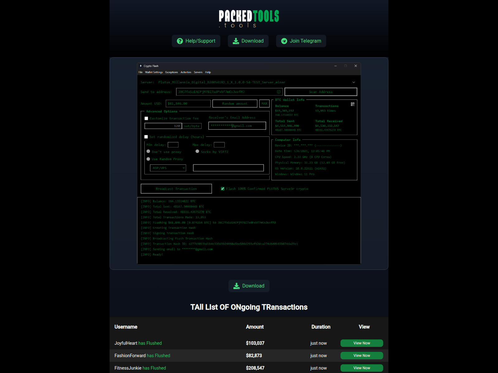 Screenshot of packedtools.tools