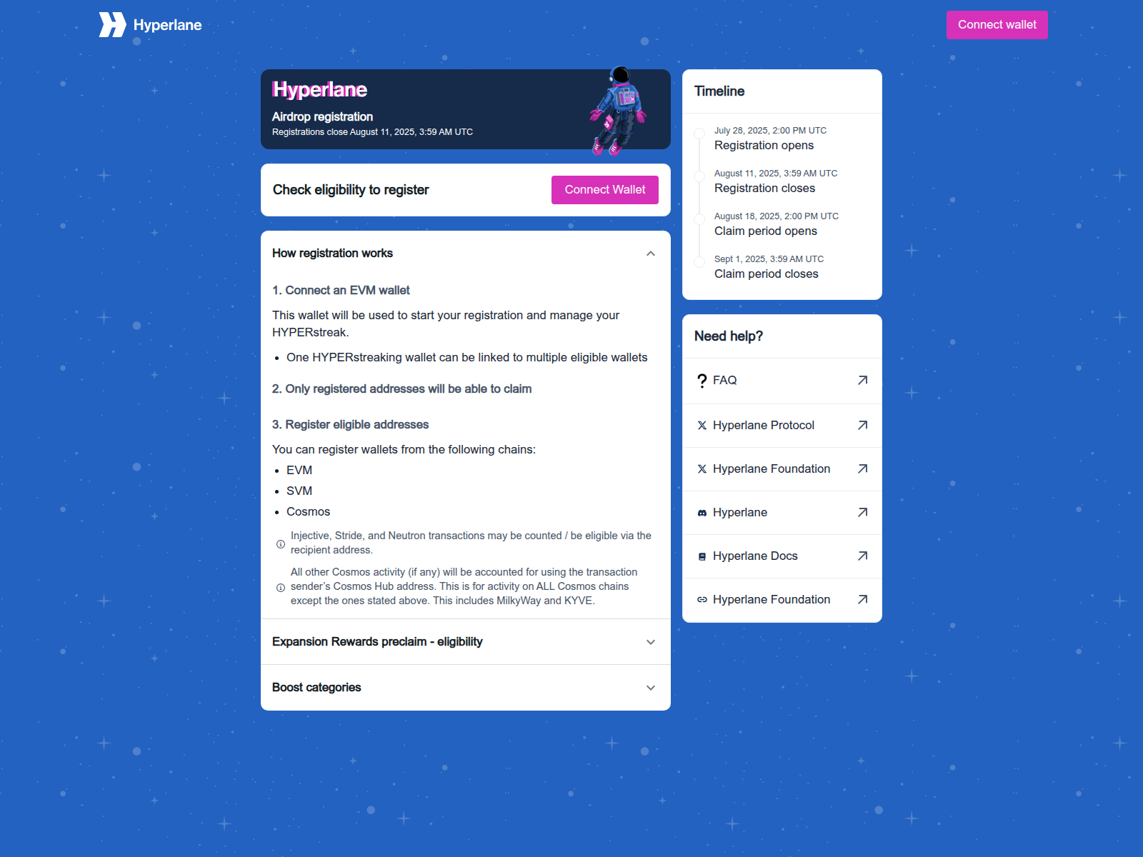 Screenshot of claim.hyperslane.network