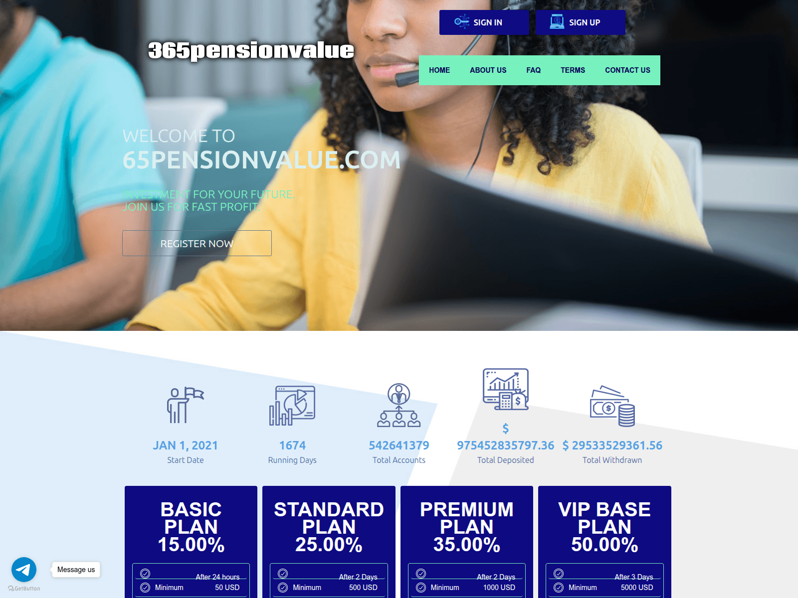 Screenshot of 65pensionvalue.com