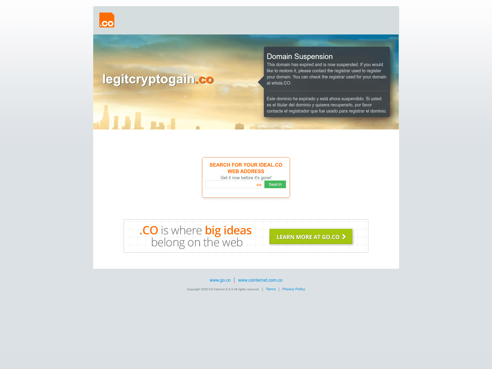 Screenshot of legitcryptogain.co