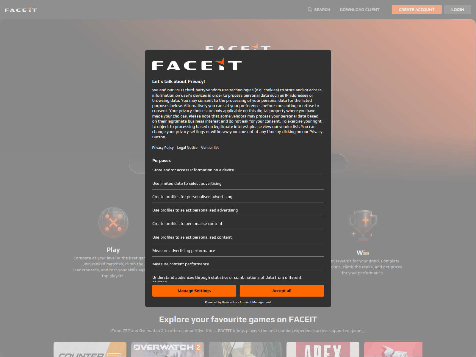 Screenshot of faceit.premseason.com