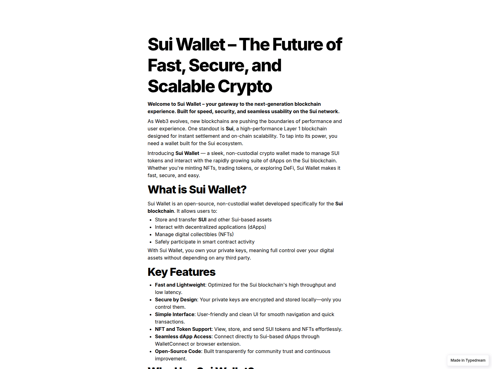 Screenshot of suiwalletio.typedream.app