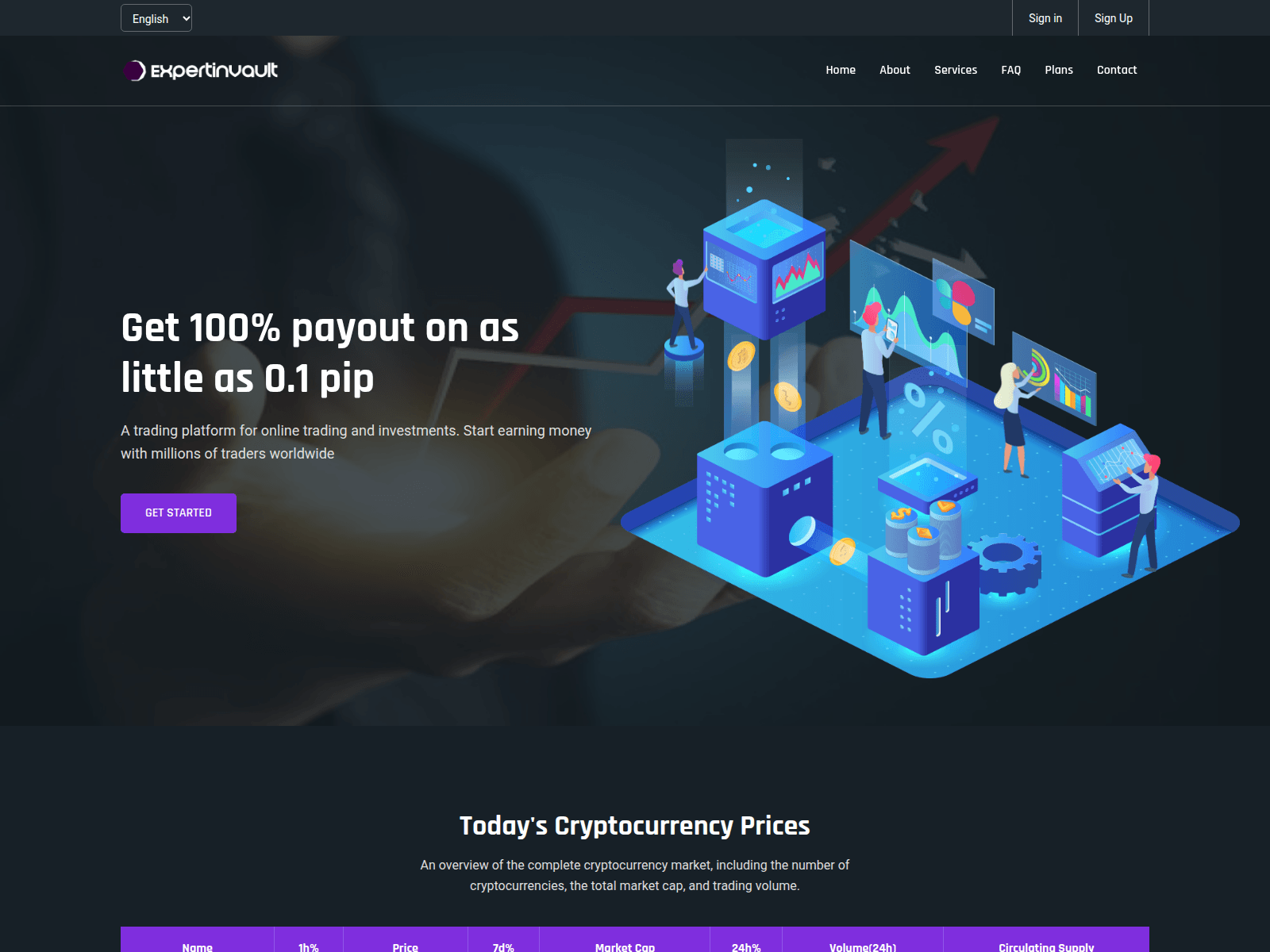 Forensic screenshot of expertinvault.com.zubdev.xyz