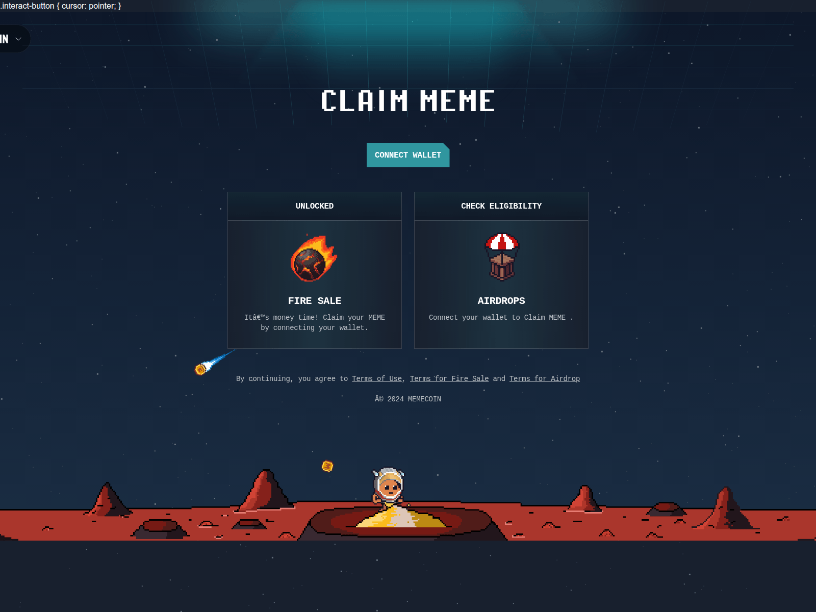 Screenshot of home.memecoinairdrop.lol