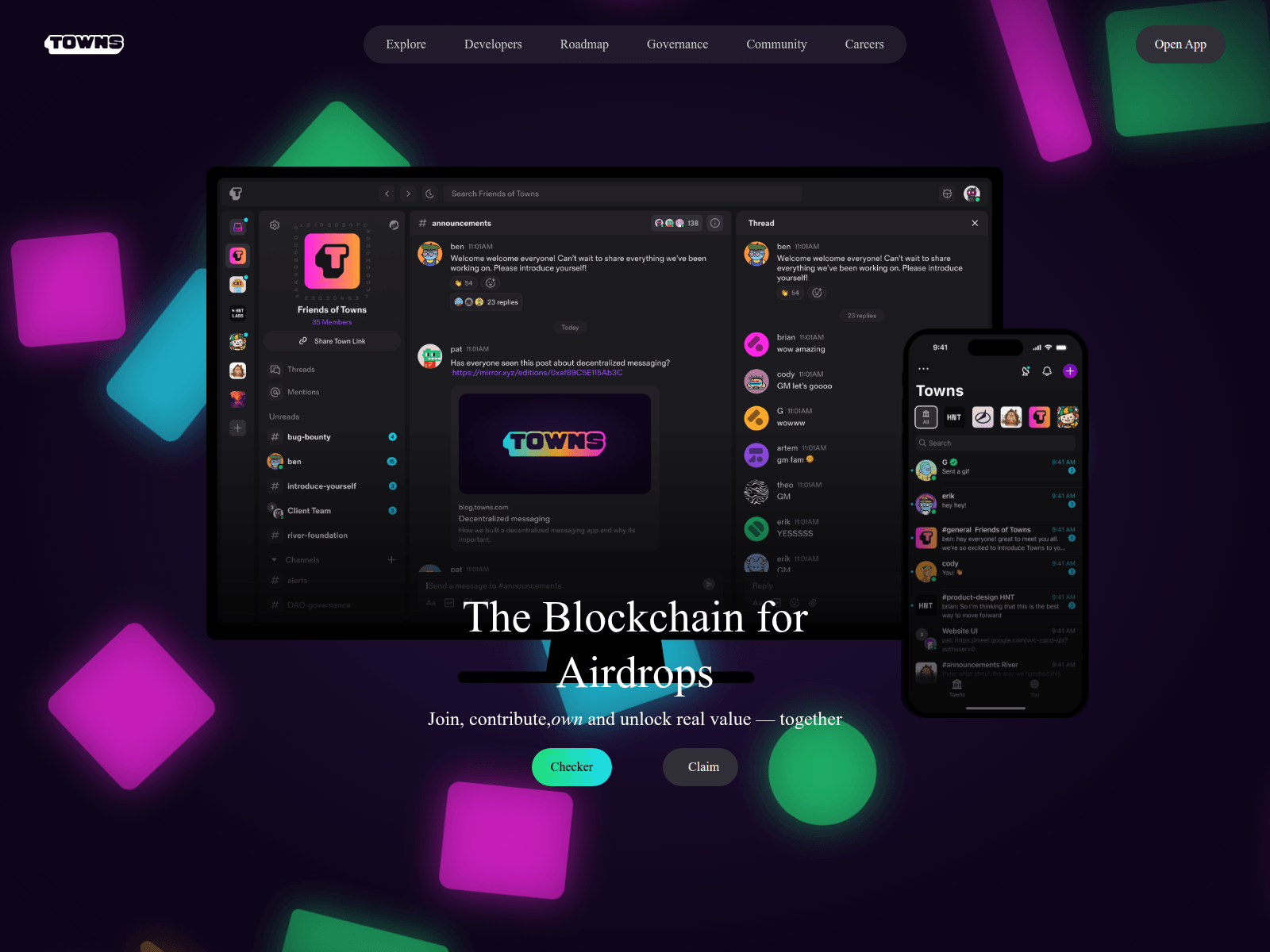 Screenshot of checker.townsnetwork.xyz