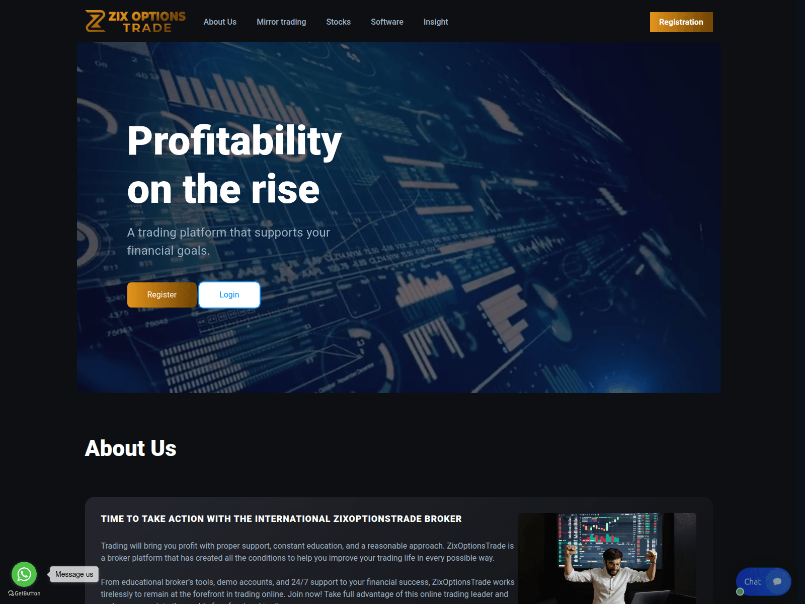 Screenshot of zixoptionstrade.com