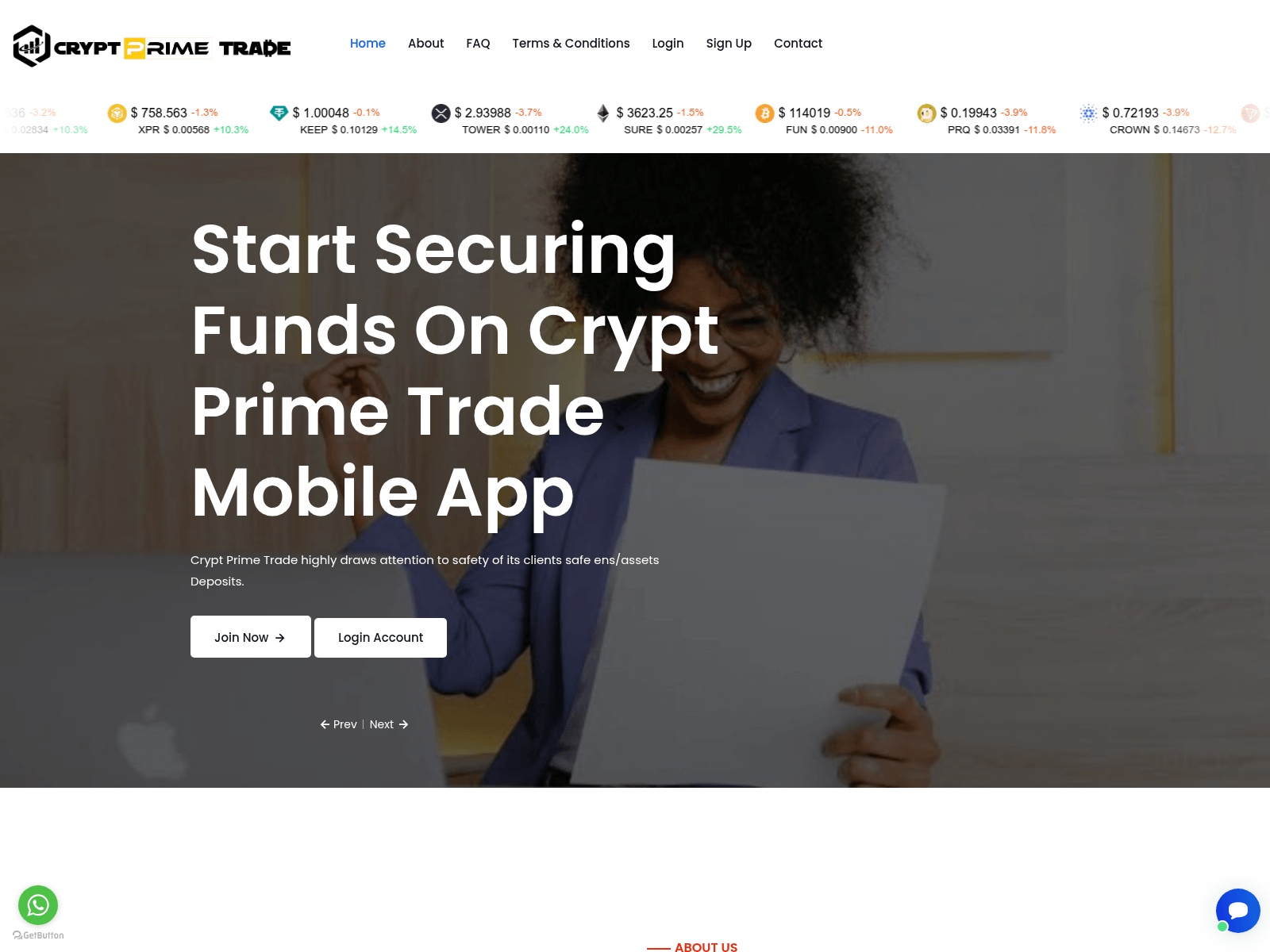 Screenshot of cryptprimetrade.com