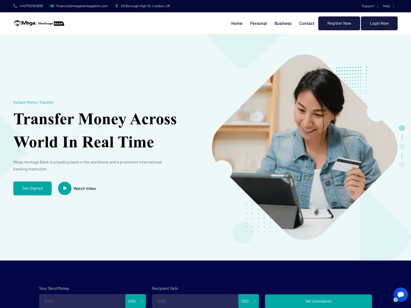 Screenshot of megaheritagebnk.com