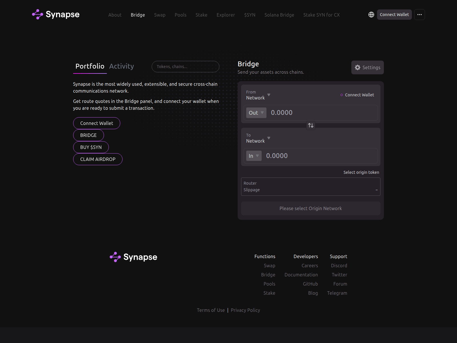 Screenshot of synapseprotocol.connectx.world