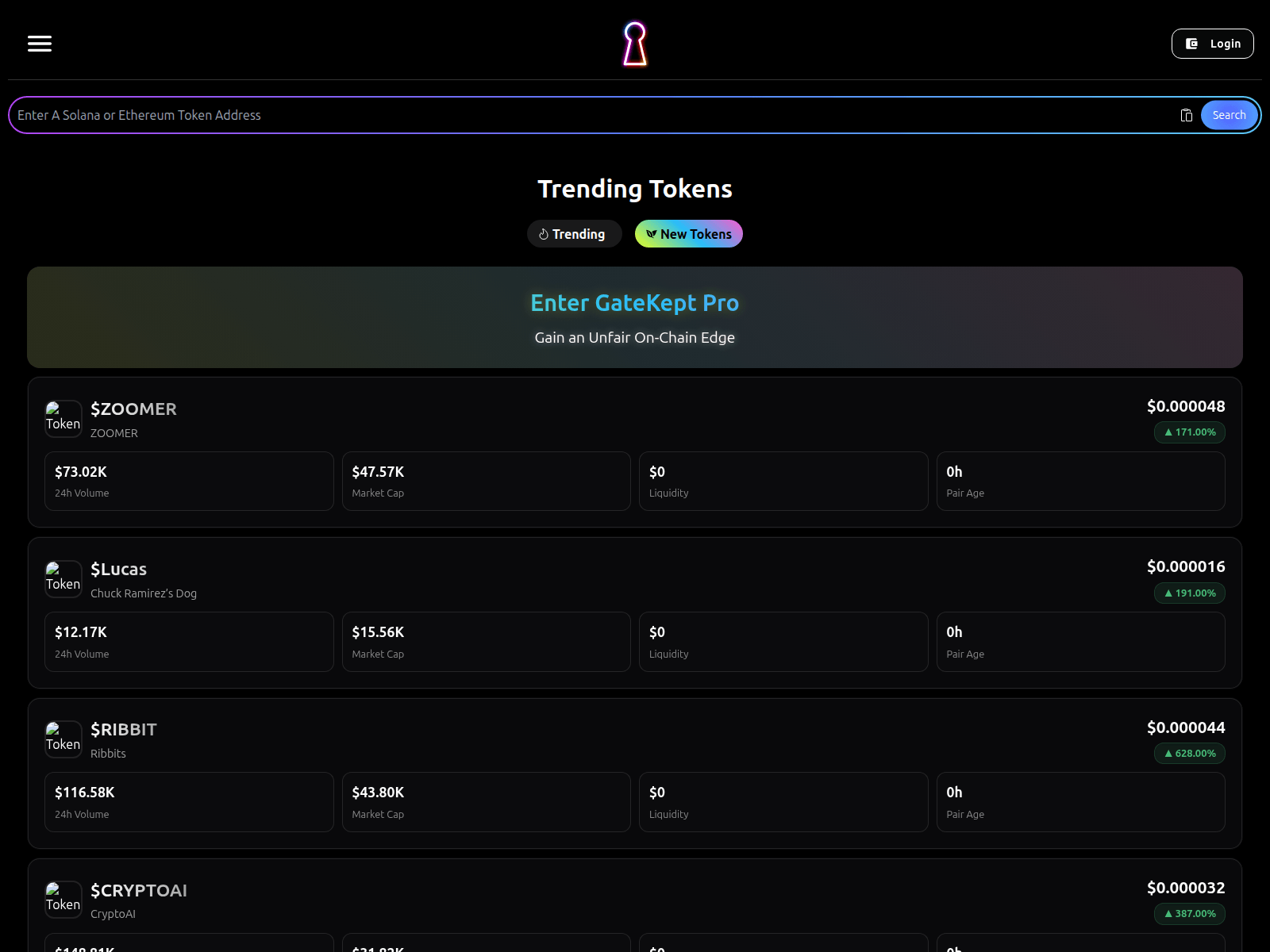 Screenshot of gatekept.io