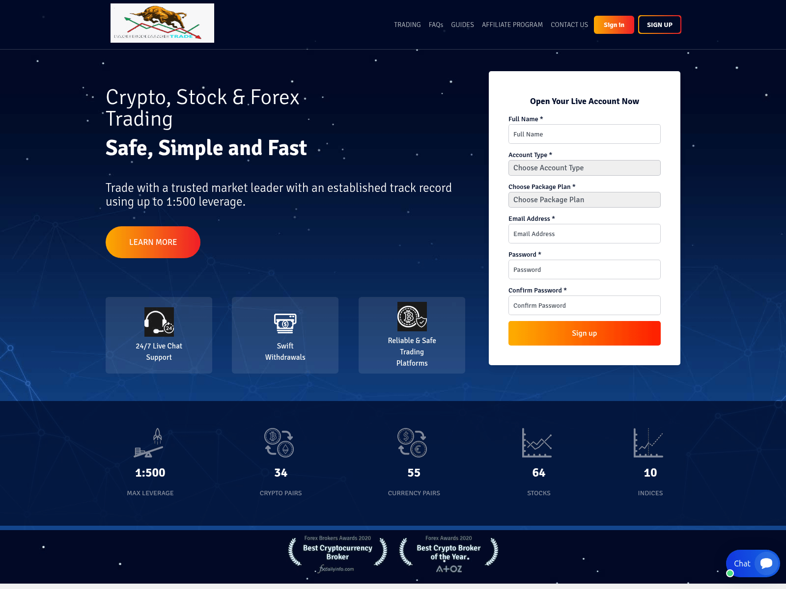 Screenshot of pacextrades.com