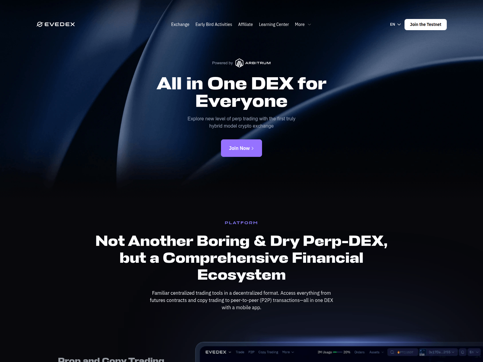 Screenshot of evedex-exchange.com